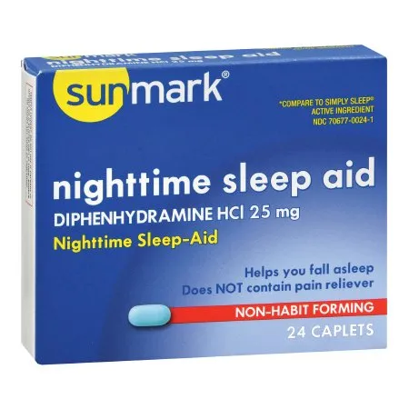 McKesson - sunmark - 70677002401 - Sleep Aid sunmark 24 per Box Caplet 25 mg Strength