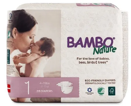 Abena - Bambo Nature - 16047 -  Unisex Baby Diaper  Size 1 Disposable Heavy Absorbency