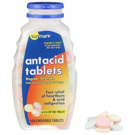 Sunmark - 3766821 - Antacid sunmark 500 mg Strength Chewable Tablet 150 per Bottle
