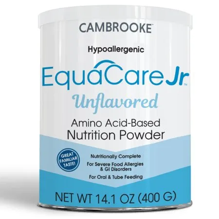 Cambrooke Foods - 48101 - EquaCare Jr., Unflavored Powder, 14.1 oz. 100% amino acid, hypoallergenic medical nutrition formula indicated for 1+ years old. 1876 Calories.