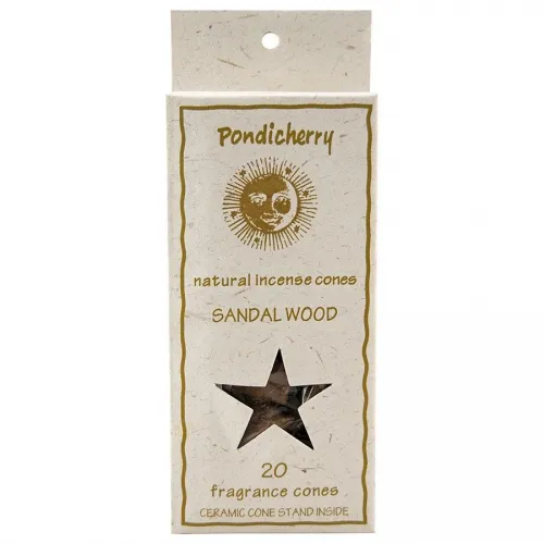 Pondicherry Natural Incense - From: 209713 To: 209721 - Sandalwood Cones 20 per package (includes ceramic cone stand)