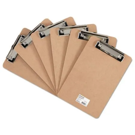 Universal - UNV-05561 - Hardboard Clipboard With Low-profile Clip, 0.5 Clip Capacity, Holds 5 X 8 Sheets, Brown, 6/pack