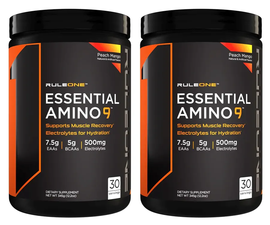 -Rule 1 R1 Essential Amino 9 Eaa'S Peach Mango - 2 X 30 Serving Btls Twinpack