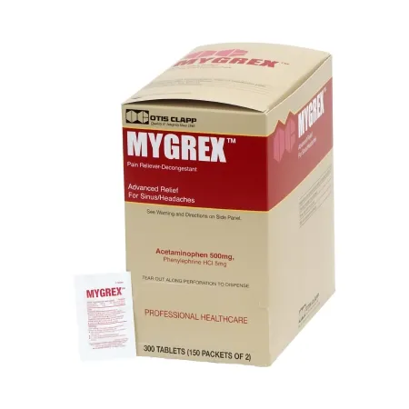Medique Products - Mygrex - 1615509 - Cold and Sinus Relief Mygrex 500 mg - 5 mg Strength Tablet 300 per Box