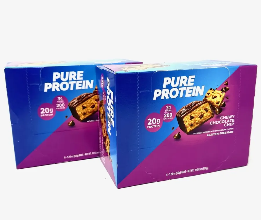 Pure Protein Bars Chewy Chocolate Chip - 12 Bars (2 Boxes Of 6 Bars)
