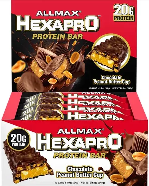 Allmax Nutrition Hexapro Protein Bar Chocolate Peanut Butter Cup - 12 Bars