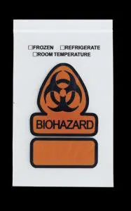 Fisher Scientific - RD Plastics - 23700236 - Specimen Transport Bag Rd Plastics 4 X 6 Inch Zip Closure Biohazard Symbol / Storage Instructions Nonsterile