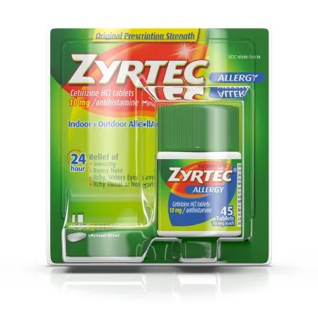 J&J - Zyrtec - 30312547204386 - Allergy Relief Zyrtec 10 mg Strength Tablet 45 per Bottle