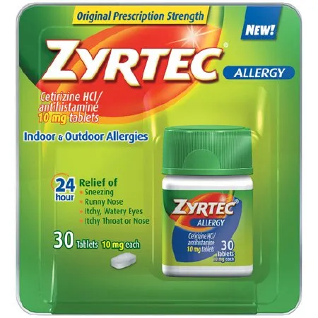 J & J Healthcare Systems - Zyrtec - 30312547204362 - J&J  Allergy Relief  10 mg Strength Tablet 30 per Bottle