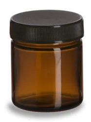 Bach - MB-013 - Amber Straight Sides Glass Jar With Black Lid