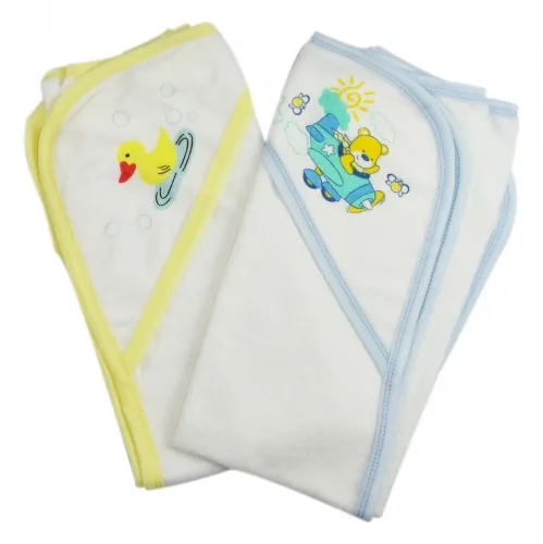 Bambini Layette Infant Wear - 021-Yellow--021B-Blue-BLI - Bambini Infant Hooded Bath Towel (pack Of 2) - One Size