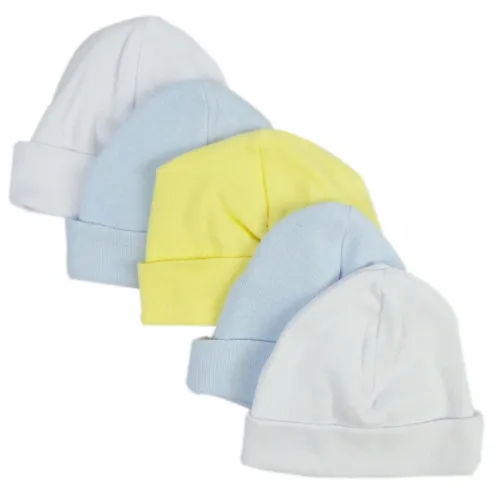 Bambini Layette Infant Wear - From: 031-BLUE-2-W-2-Y-1 To: 031-BLUE-3-W-2 - BLI Bambini Blue & White Baby Caps (pack Of 5) One Size