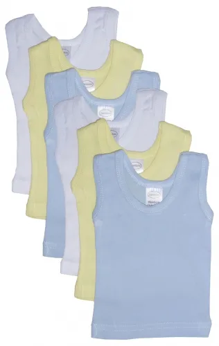 Bambini Layette Infant Wear - 0356NB-BLI - Bambini Boys Six Pack Pastel Tank Top - Newborn