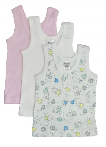 Bambini Layette Infant Wear - 038NB-BLI - Bambini Girls Printed Tank Top Variety 3 Pack - Newborn