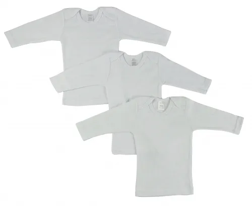 Bambini Layette Infant Wear - 050NB-BLI - Bambini Long Sleeve White Lap T-shirt - Newborn