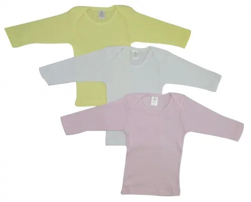 Bambini Layette Infant Wear - 052NB-BLI - Bambini Girls Pastel Variety Long Sleeve Lap T-shirts - Newborn