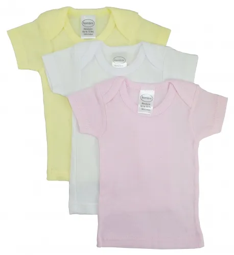 Bambini Layette Infant Wear - 057L-BLI - Bambini Girls Pastel Variety Short Sleeve Lap T-shirts - 3 Pack