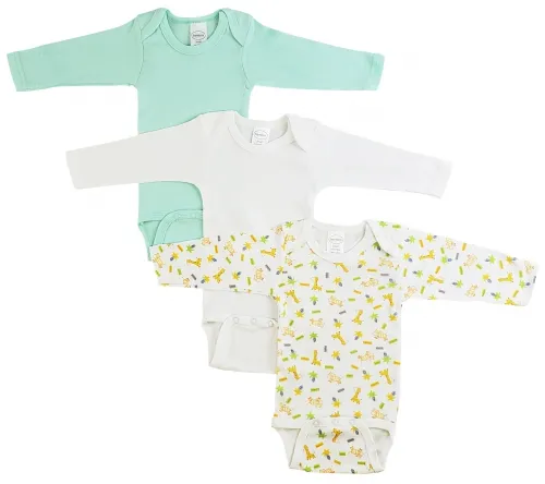 Bambini Layette Infant Wear - 102NB-BLI - Bambini Boys Longsleeve Printed Onesie Variety Pack - Newborn