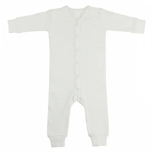 Bambini Layette Infant Wear - 1040WNB-BLI - Interlock White Union Suit Long Johns - Newborn