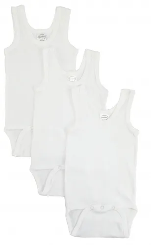 Bambini Layette Infant Wear - 106NB-BLI - Bambini White Tank Top Onezie - Newborn