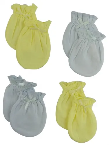 Bambini Layette Infant Wear - 116-Blue-Yellow-4-Pack-BLI - Bambini Infant Mittens (pack Of 4) - One Size