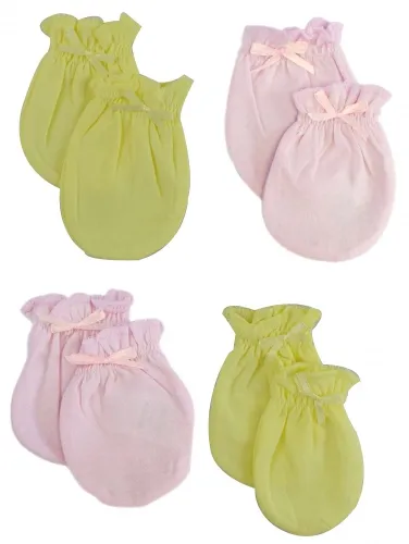 Bambini Layette Infant Wear - 116-Pink-Yellow-4-Pack-BLI - Bambini Infant Mittens (pack Of 4) - One Size