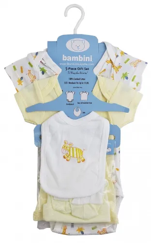 Bambini Layette Infant Wear - 1401Y-BLI - 5-piece Pastel Interlock Hanging Gift Set