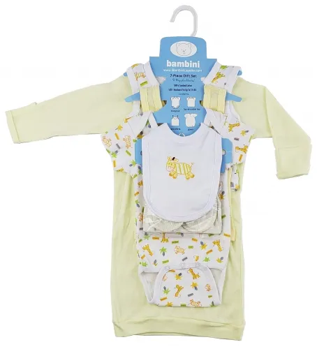 Bambini Layette Infant Wear - 1403Y-BLI - 7-piece Pastel Interlock Hanging Gift Set - Newborn