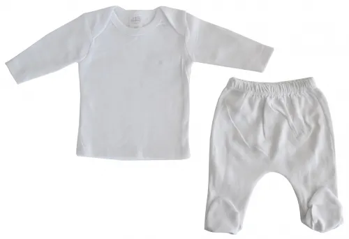 Bambini Layette Infant Wear - From: 411.L To: 411.S - BLI Bambini White Interlock Long Two Piece Set