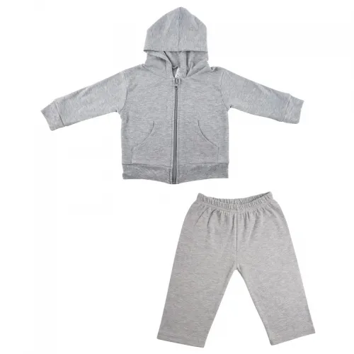 Bambini Layette Infant Wear - 419GNB-BLI - Heather Interlock Sweat Pants And Hoodie Set - Newborn