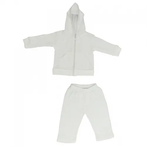 Bambini Layette Infant Wear - From: 419L To: 419S - BLI White Interlock Sweat Pants And Hoodie Set