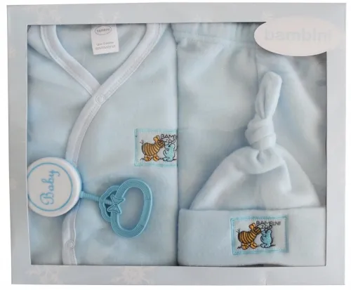 Bambini Layette Infant Wear - 510B-BLI - Bambini 4 Piece Fleece Set - Blue - Newborn