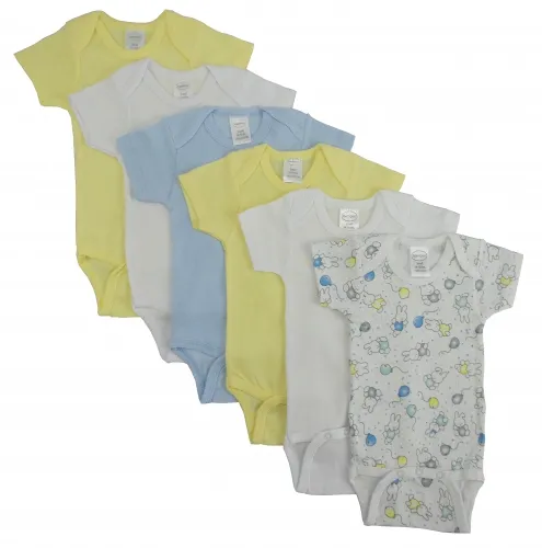 Bambini Layette Infant Wear - From: CS_002L_004L To: CS_002S_004S - BLI Bambini Printed Pastel Boys Short Sleeve 6 Pack