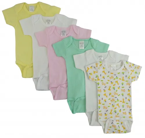 Bambini Layette Infant Wear - CS_003NB_004NB-BLI - Bambini Pastel Girls Short Sleeve 6 Pack - Newborn
