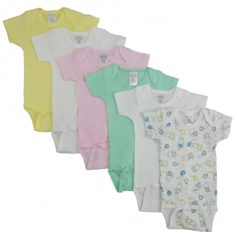 Bambini Layette Infant Wear - CS_003NB_005NB-BLI - Bambini Pastel Girls Short Sleeve 6 Pack - Newborn