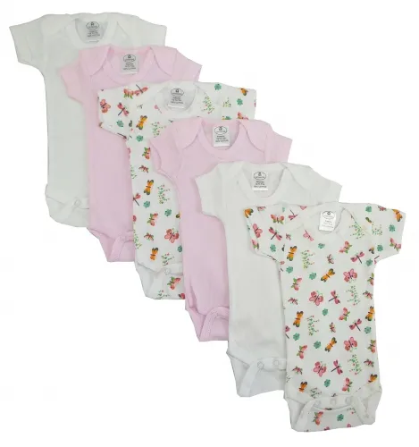 Bambini Layette Infant Wear - CS_005NB_005NB-BLI - Bambini Girls Printed Short Sleeve 6 Pack - Newborn