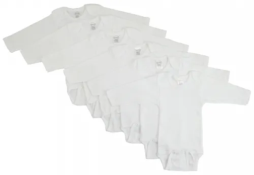 Bambini Layette Infant Wear - From: CS_009L_009L To: CS_009S_009S - BLI Bambini Long Sleeve White Onezie 6 Pack