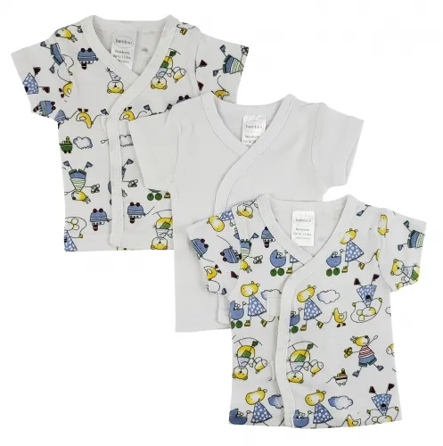 Bambini Layette Infant Wear - From: CS_0201 To: CS_0204 - BLI Bambini White Side Snap Short Sleeve Shirt 3 Pack Newborn
