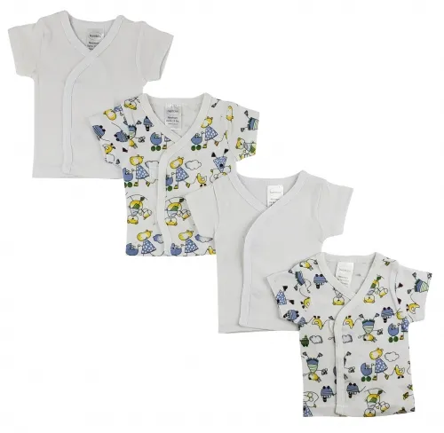 Bambini Layette Infant Wear - From: CS_0202 To: CS_0205 - BLI Bambini White Side Snap Short Sleeve Shirt 4 Pack Newborn