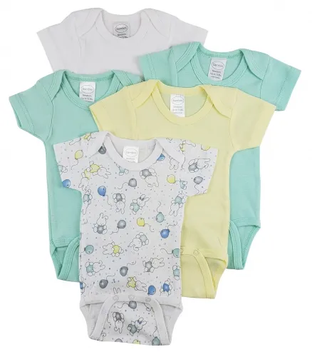 Bambini Layette Infant Wear - CS_0265NB-BLI - Bambini Short Sleeve One Piece 5 Pack - Newborn