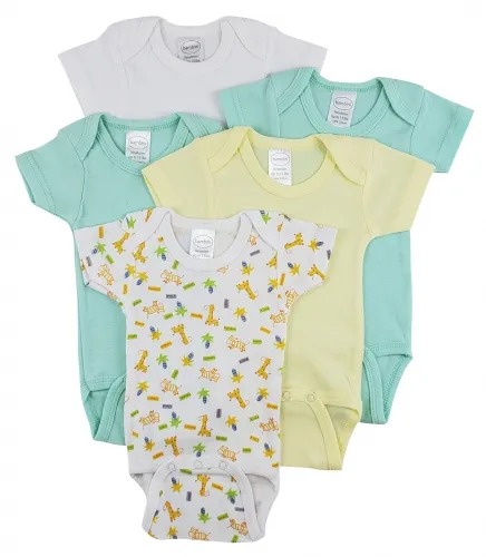 Bambini Layette Infant Wear - From: CS_0267S To: CS_0305S - BLI Bambini Short Sleeve One Piece 5 Pack Small