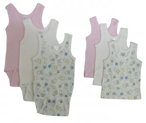 Bambini Layette Infant Wear - From: CS_038L_111AL To: CS_038S_111AS - BLI Bambini Girls Printed Tank Top Variety 6 Pack