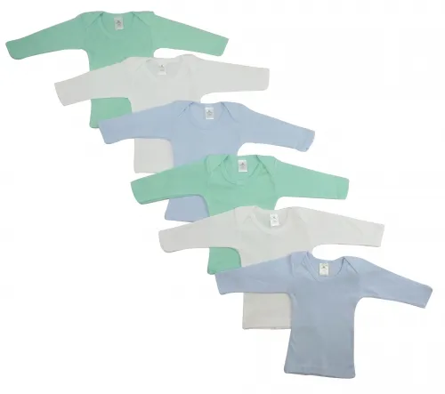 Bambini Layette Infant Wear - From: CS_051L_051L To: CS_051S_051S - BLI Bambini Boys Pastel Variety Long Sleeve Lap T shirts  6 Pack