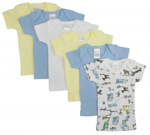 Bambini Layette Infant Wear - CS_056NB_0568NB-BLI - Bambini Boys Pastel Variety Short Sleeve Lap T-shirts 6 Pack - Newborn
