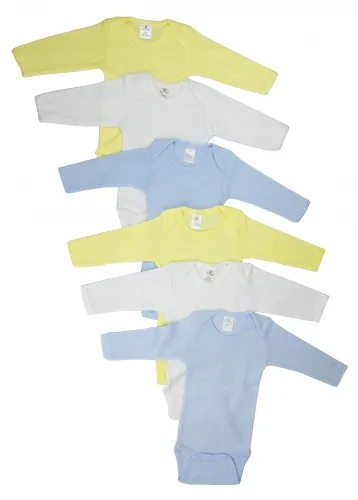 Bambini Layette Infant Wear - CS_100NB_100NB-BLI - Bambini Boys Pastel Long Sleeve Onezie 6 Pack - Newborn