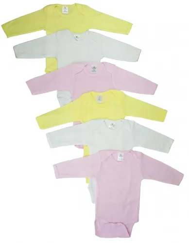 Bambini Layette Infant Wear - CS_101NB_101NB-BLI - Bambini Boys Pastel Long Sleeve Onezie 6 Pack - Newborn