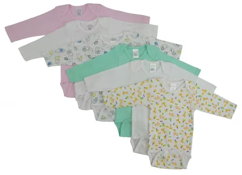 Bambini Layette Infant Wear - CS_102NB_103NB-BLI - Bambini Girls Long Sleeve Printed Onesie Variety 6 Pack - Newborn