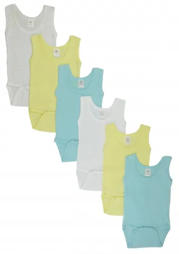Bambini Layette Infant Wear - From: CS_107L_107L To: CS_107S_107S - BLI Boys Tank Top Onezies 6 Pack
