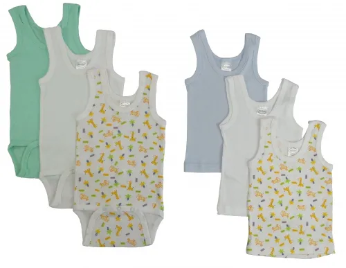 Bambini Layette Infant Wear - CS_109NB_037NB-BLI - Bambini Boys Printed Tank Top 6 Pack - Newborn