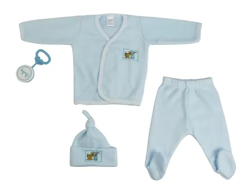 Bambini Layette Infant Wear - CS_510B_open-BLI - Bambini 4 Piece Fleece Set - Blue - Newborn